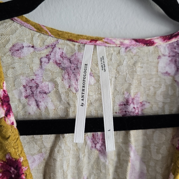 Anthroplogie Floral Long Sleeve Blouse with Knot Detail L - Picture 2 of 7